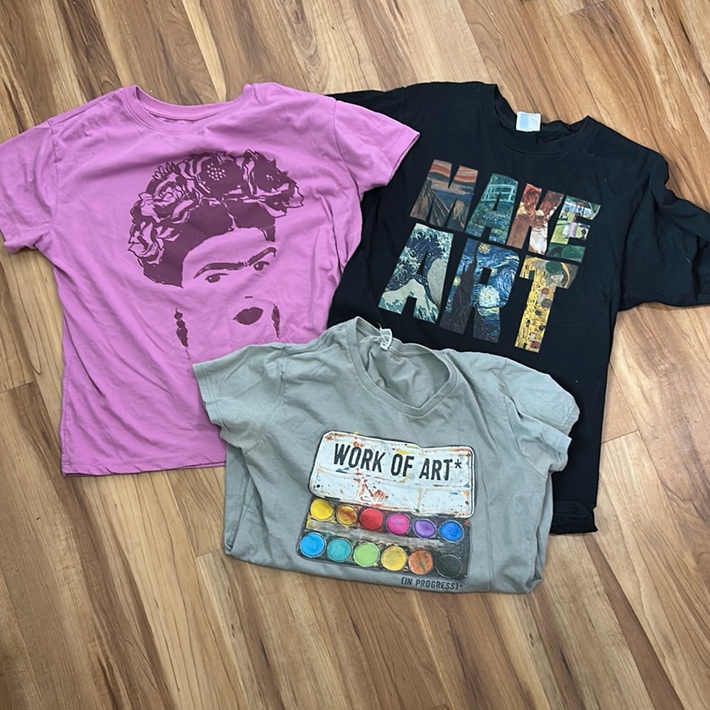 Women’s Graphic Art T-Shirts - Pink, Black, and Gray